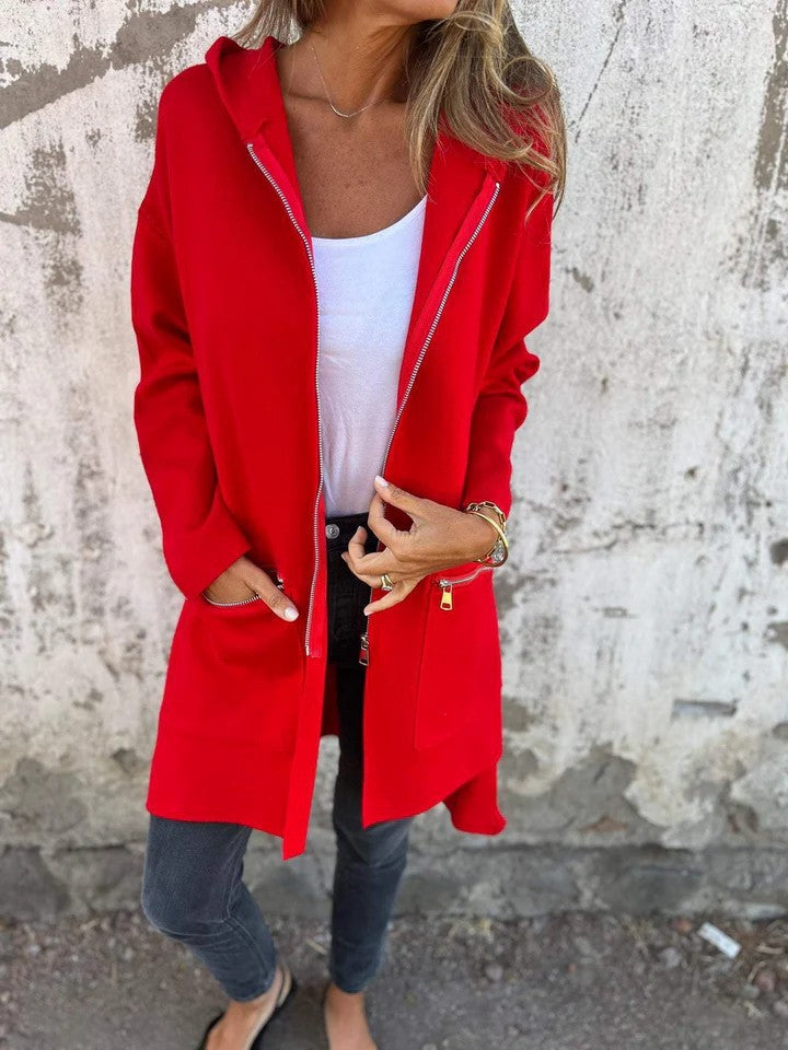 Fall And Winter Women'S Long-Sleeved Hooded Loose Fashion Casual Mid-Length Cardigan Jacket Female - Seldom Seen Styles