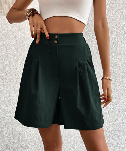 Womens Shorts Dressy Casual 2025 Trendy Summer Elastic High Waisted Pleated Side Slit Business Work Shorts Pockets
