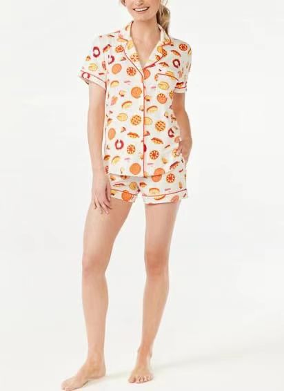 Womens Pajamas Set, 2PCS Button Down Vacation Monkey Beach Shorts Set Y2k Loungewear Pjs for Birthday Valentines Gift