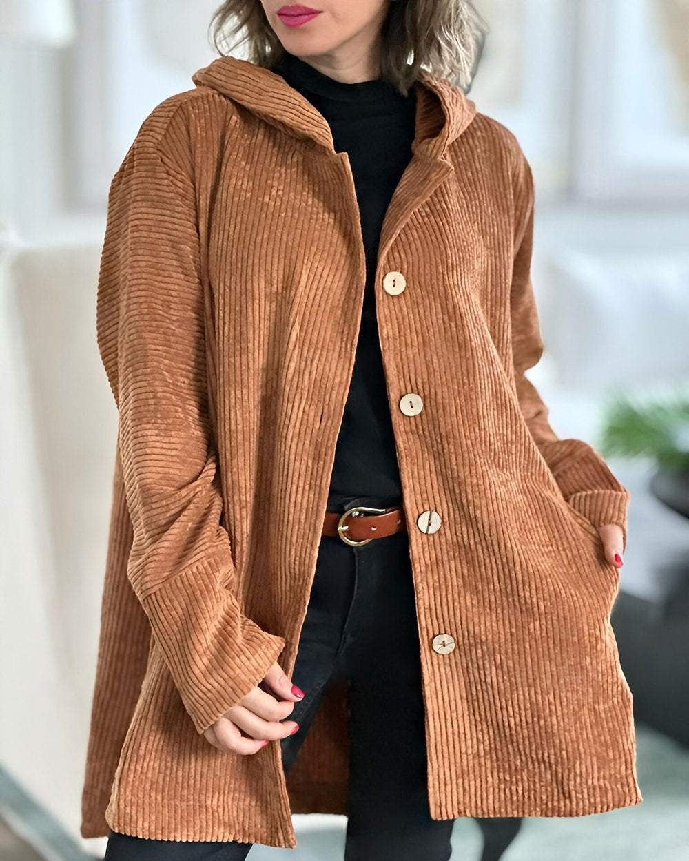 Cordia - Cozy Corduroy Hooded Jacket - Seldom Seen Styles