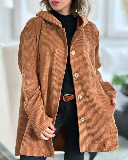 Cordia - Cozy Corduroy Hooded Jacket - Seldom Seen Styles