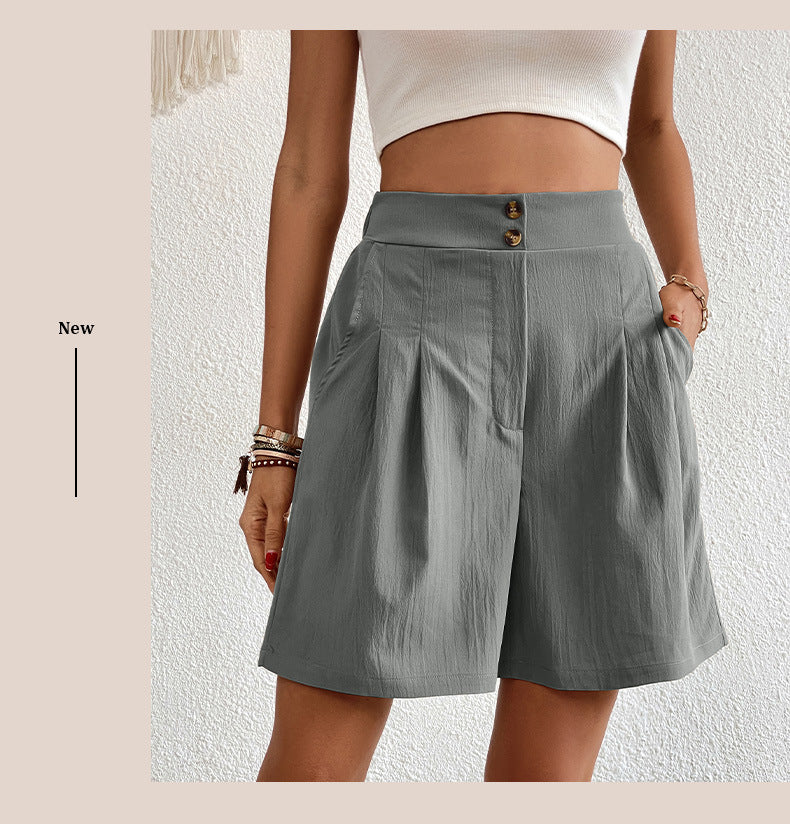 Womens Shorts Dressy Casual 2025 Trendy Summer Elastic High Waisted Pleated Side Slit Business Work Shorts Pockets