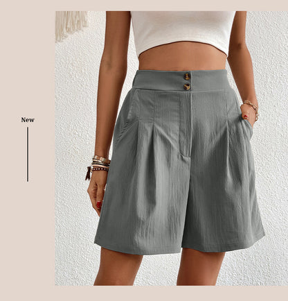 Womens Shorts Dressy Casual 2025 Trendy Summer Elastic High Waisted Pleated Side Slit Business Work Shorts Pockets