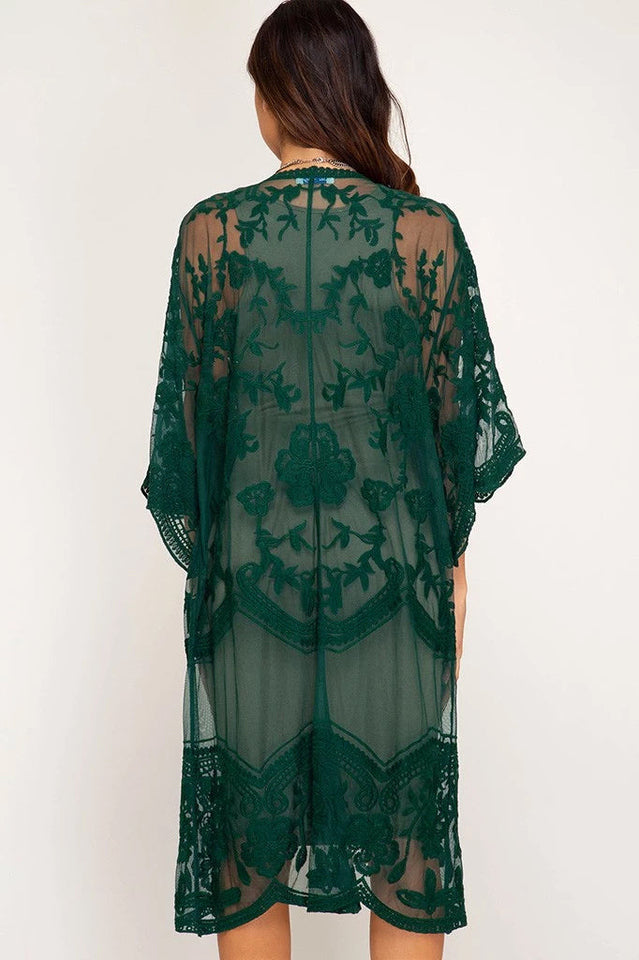 Hollow Out Lace Kimono Cover Up | Dress In Beauty