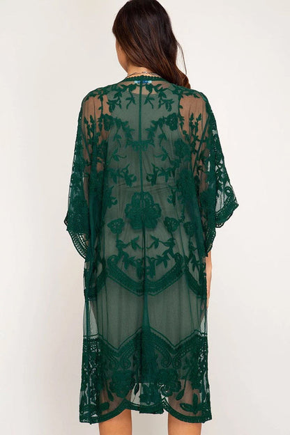 Hollow Out Lace Kimono Cover Up | Dress In Beauty