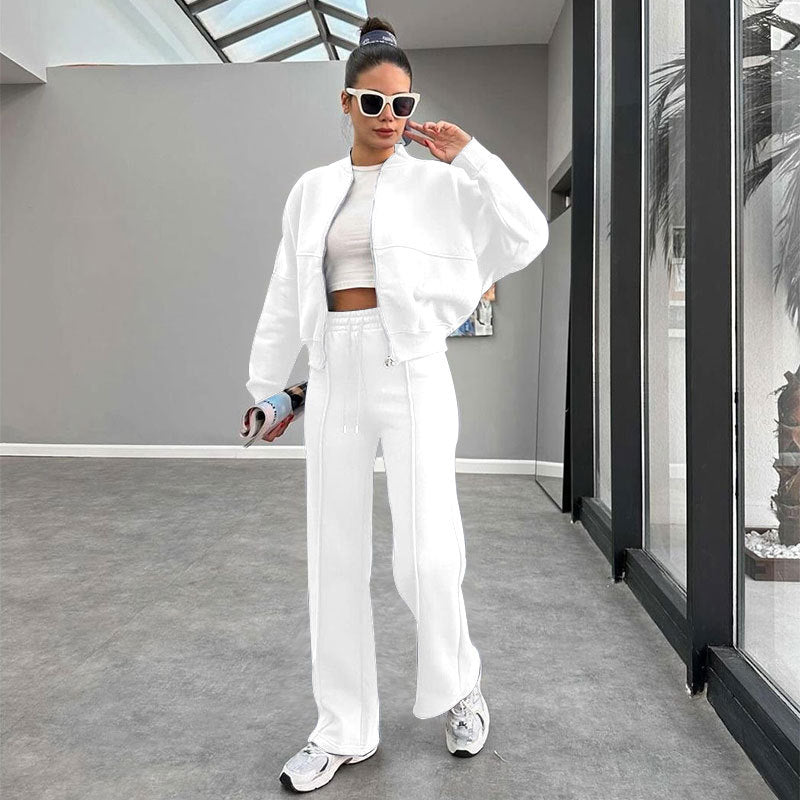 Sporty Two-piece Set Women's Plain Mock Neck Zip Up Jacket & Pocket Drawstring Waist Sweatpants Sports Sweat Suit, Sports Cozy Breathable Outfits Tracksuits for Daily Outdoor Wear, Tracksuit Set, Ladies Sportswear for All Seasons