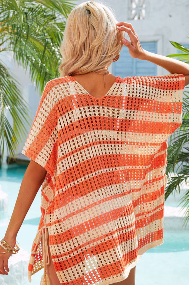 Multicolored Stripe V Neck Cover Up - Seldom Seen Styles