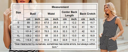 Rompers for Women Summer Sleeveless Scoop Neck Tank Top Casual Short Jumpsuit Rompers with Pockets