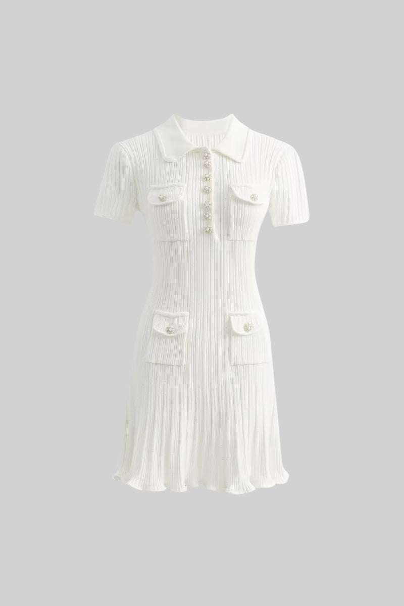 Short Sleeve Hourglass Diamond Dress - White - Seldom Seen Styles