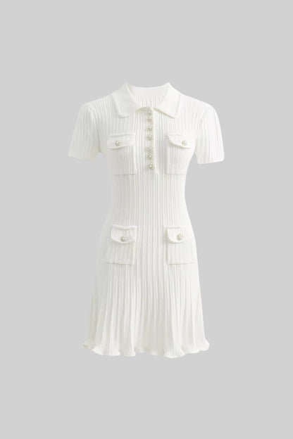Short Sleeve Hourglass Diamond Dress - White - Seldom Seen Styles