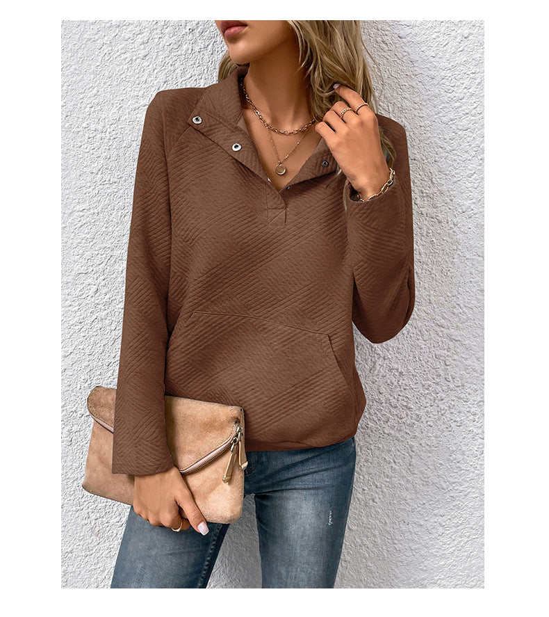 Independent Station Wholesale Hot Selling Multi-color Casual Simple Versatile Long Sleeve Textured Solid Color Cross-border Sweatshirt