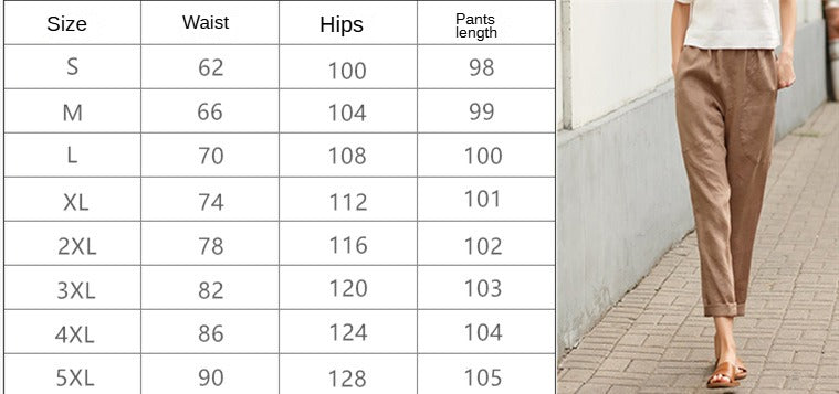 Women's Linen Cropped Pants Tapered Ankle Capris Trousers Elastic Waist - Seldom Seen Styles