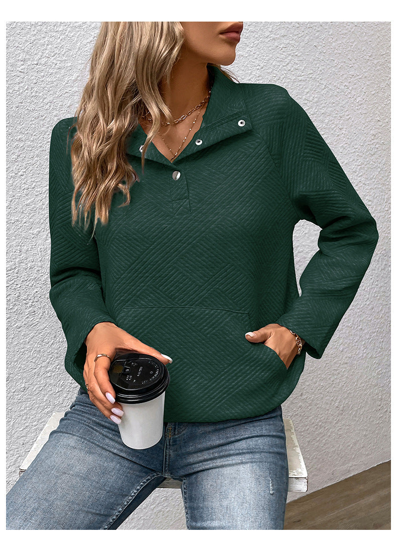 Independent Station Wholesale Hot Selling Multi-color Casual Simple Versatile Long Sleeve Textured Solid Color Cross-border Sweatshirt
