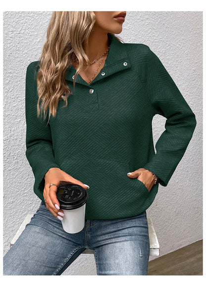 Independent Station Wholesale Hot Selling Multi-color Casual Simple Versatile Long Sleeve Textured Solid Color Cross-border Sweatshirt