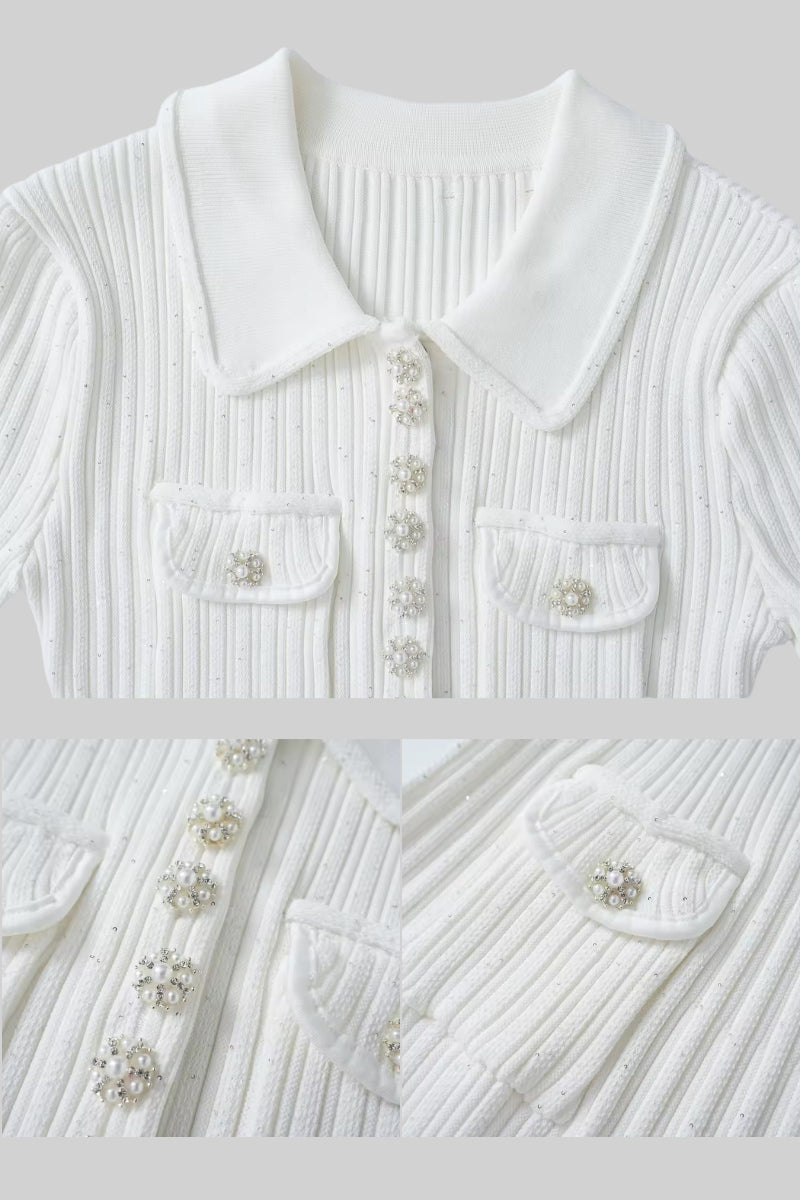 Short Sleeve Hourglass Diamond Dress - White - Seldom Seen Styles