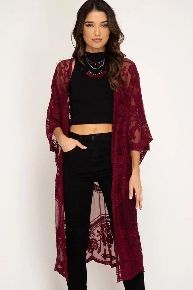 Hollow Out Lace Kimono Cover Up | Dress In Beauty