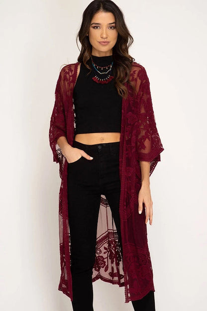 Hollow Out Lace Kimono Cover Up | Dress In Beauty