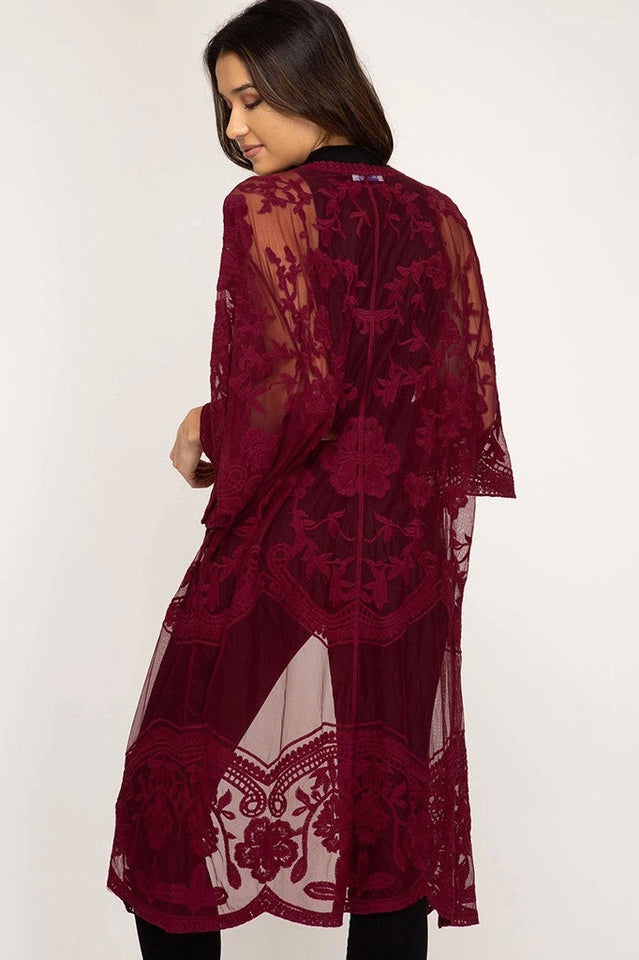 Hollow Out Lace Kimono Cover Up | Dress In Beauty