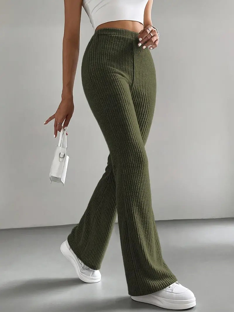 Women's Solid Color Casual Rib Knit All-Match Slim Pants - Seldom Seen Styles