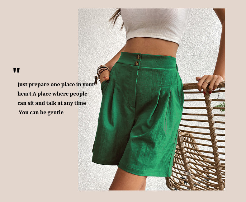 Womens Shorts Dressy Casual 2025 Trendy Summer Elastic High Waisted Pleated Side Slit Business Work Shorts Pockets