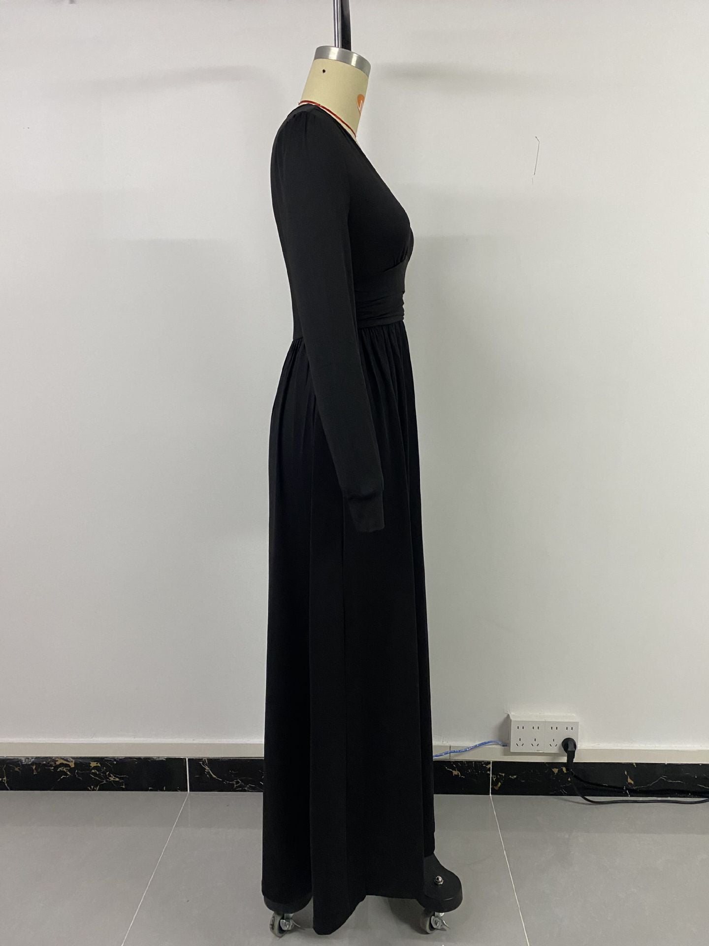 Women Deep V Neck Long Sleeve Slit 2025 Fall Elegant Formal Wedding Guest Cocktail Evening Date Prom Maxi Long Dress