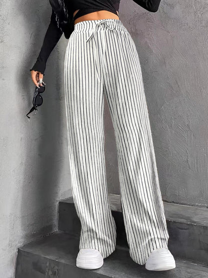 Women's Wide Leg Sweatpants Baggy Pants Lounge Yoga Knit Waisted Comfy Striped Workout Pants - Seldom Seen Styles