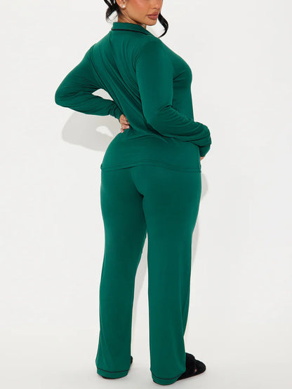 Modal Pajama Set, Long Sleeve Button Down Shirt and Pajama Pants, Sleepwear for Women