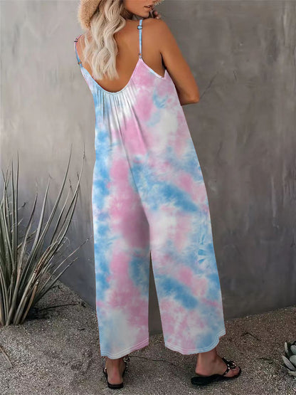 2025 Summer New Women's Casual Ladies' Strap Jumpsuit Pants New Printed Sleeveless Romper for Women