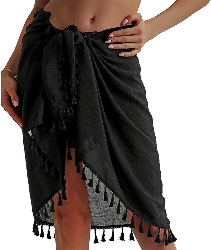 Women Beach Sarong Wraps with Tassels Swimsuit Coverup Summer Bathing Suit Cover Up Casual Swimwear - Seldom Seen Styles