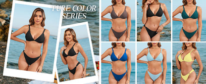 Women's 2 Piece Floral Print Swimsuit Triangle String High Cut Bikini Sets Bathing Suit