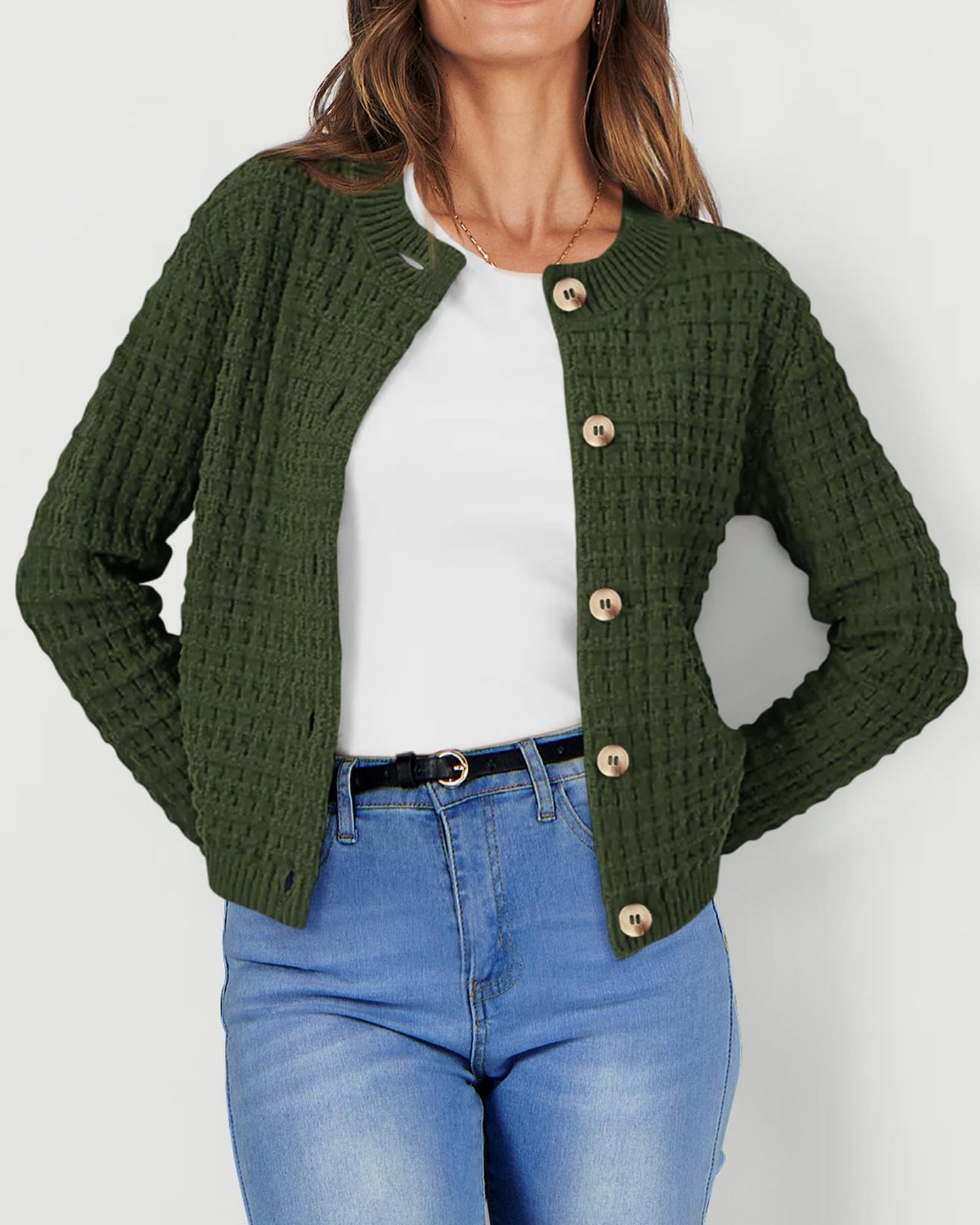 Women's Knit Cardigan Sweaters Casual Long Sleeve Open Front Button Down Trendy Jackets Outerwear