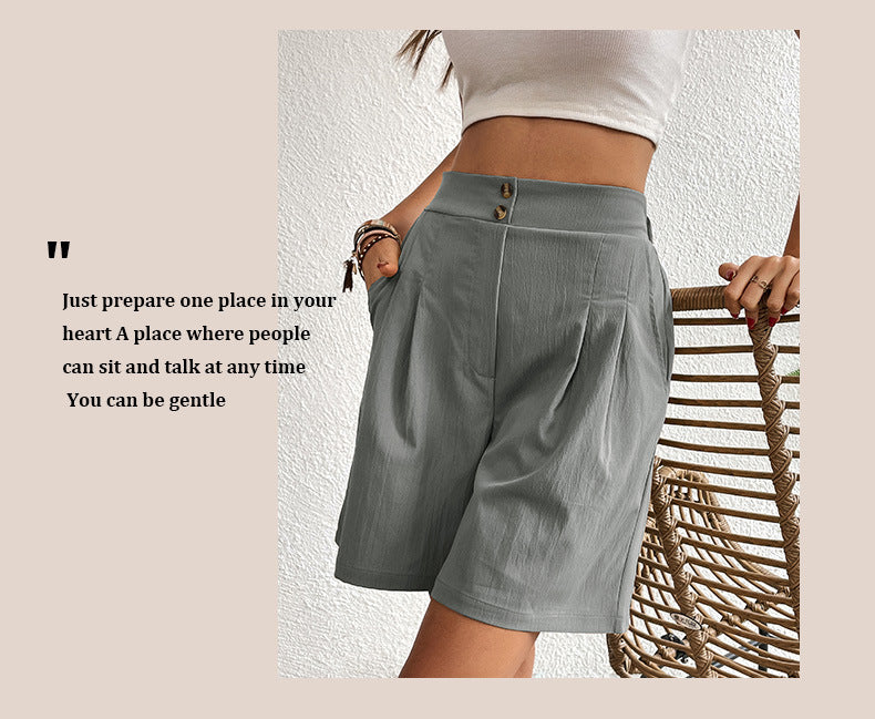 Womens Shorts Dressy Casual 2025 Trendy Summer Elastic High Waisted Pleated Side Slit Business Work Shorts Pockets