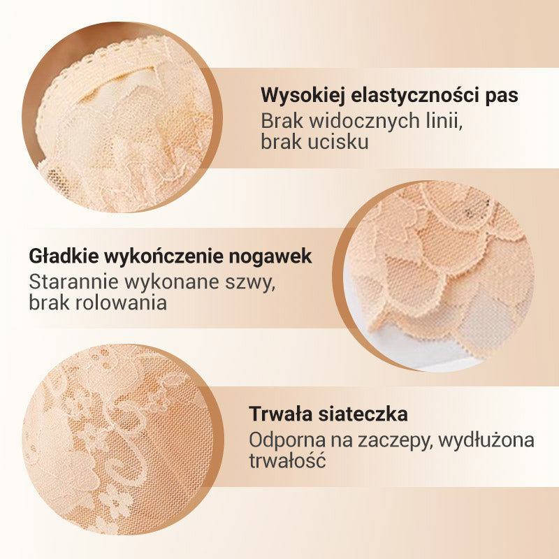 Damskie ręcznie robione bokserki z koronką o wysokim stanie