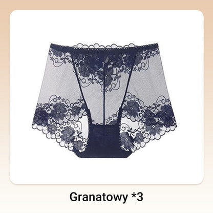 Damskie ręcznie robione bokserki z koronką o wysokim stanie