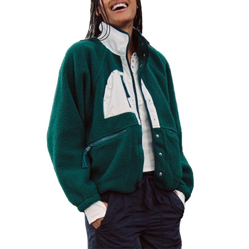 Women's Fuzzy Sherpa Fleece Jacket Winter Spring Coat Warm Button-Down Nurse Outfit for Fall & Daily Wear - Seldom Seen Styles