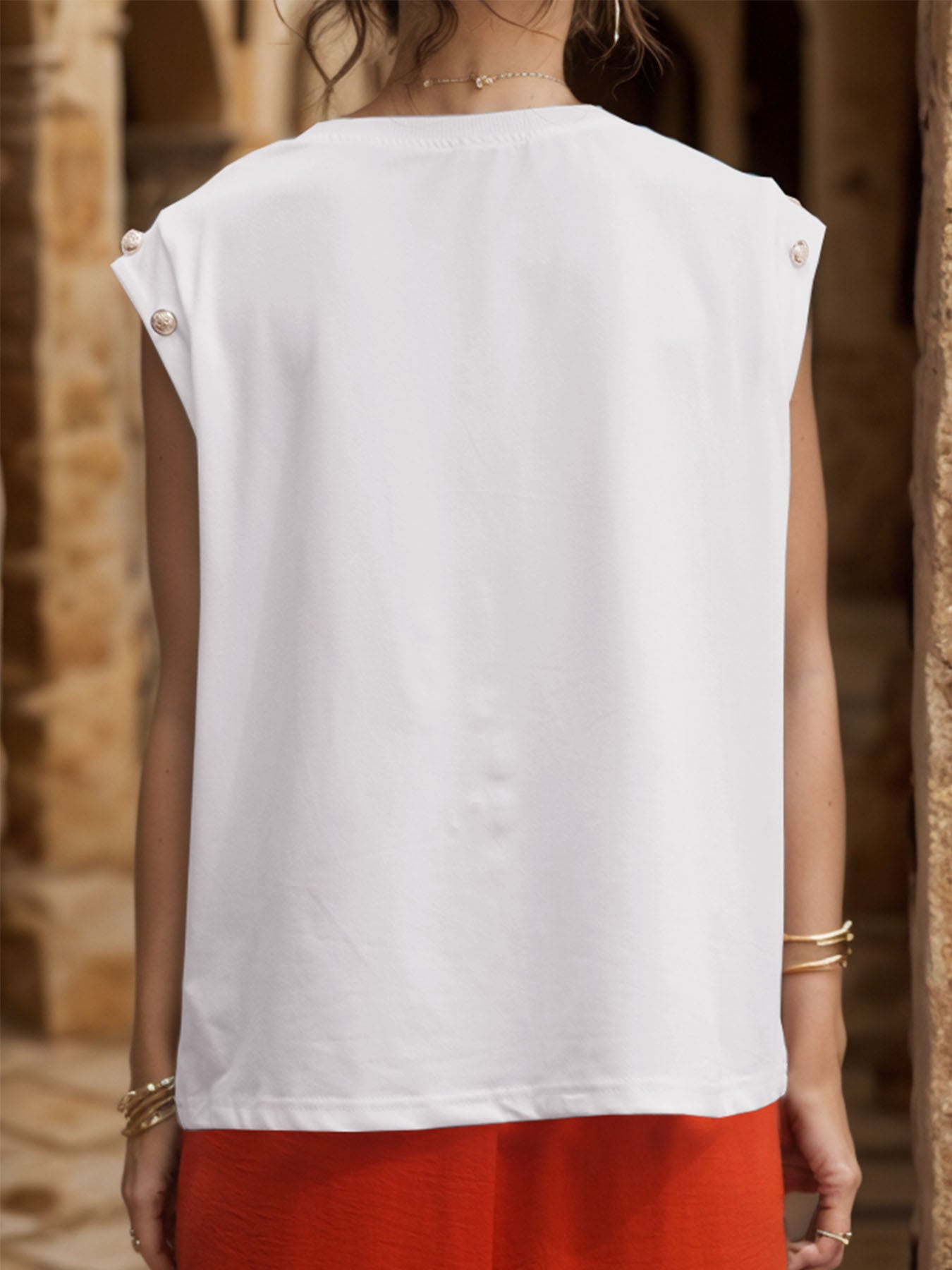 Summer Women's Sleeveless Classic Tops Horizontal Striped Round Neck Vest Loose Fit Cotton Fashion T-Shirt