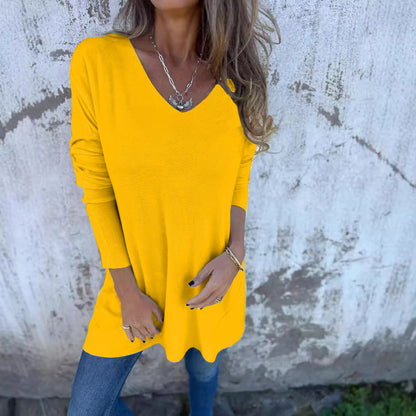 Long Sleeve V Neck Sweaters for Women Baggy Fall Fashion Casual Pullover Lightweight Sweaters for Women - Seldom Seen Styles