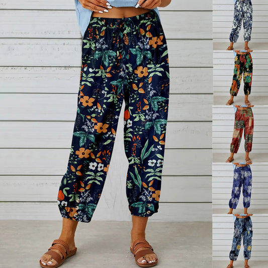 Women's Casual Lantern Tapered Harem Pants Loose Fit Style Flax Ankle Trousers Summer Baggy Slacks with Pocket - Seldom Seen Styles