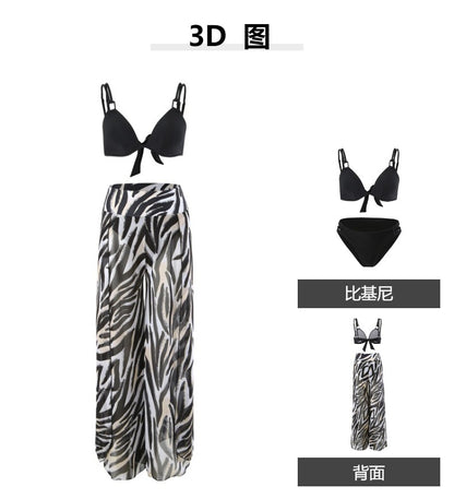 Swimsuit for Women2024New Style European and American Bikini Long Pants Three-Piece Swimsuit