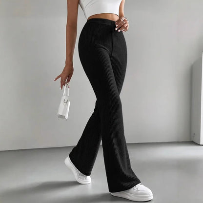 Women's Solid Color Casual Rib Knit All-Match Slim Pants - Seldom Seen Styles