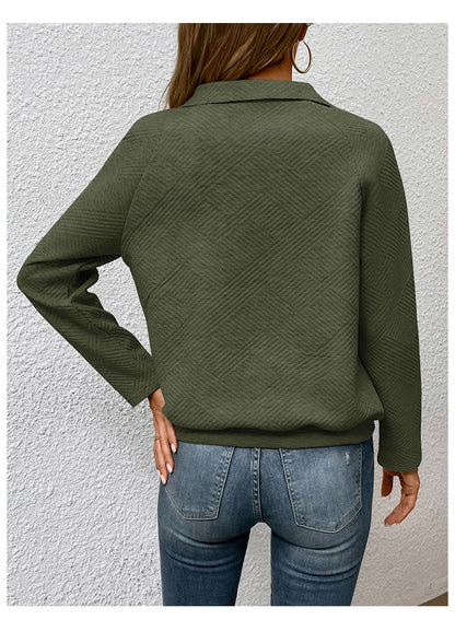 Independent Station Wholesale Hot Selling Multi-color Casual Simple Versatile Long Sleeve Textured Solid Color Cross-border Sweatshirt