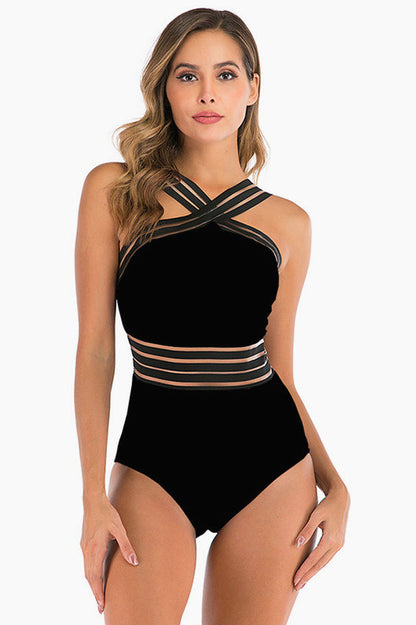 Bandage Cross Back Swimming Suit - Seldom Seen Styles