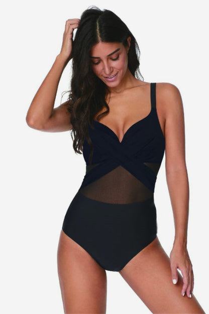 Mesh Striped One Piece Swimwear - Seldom Seen Styles