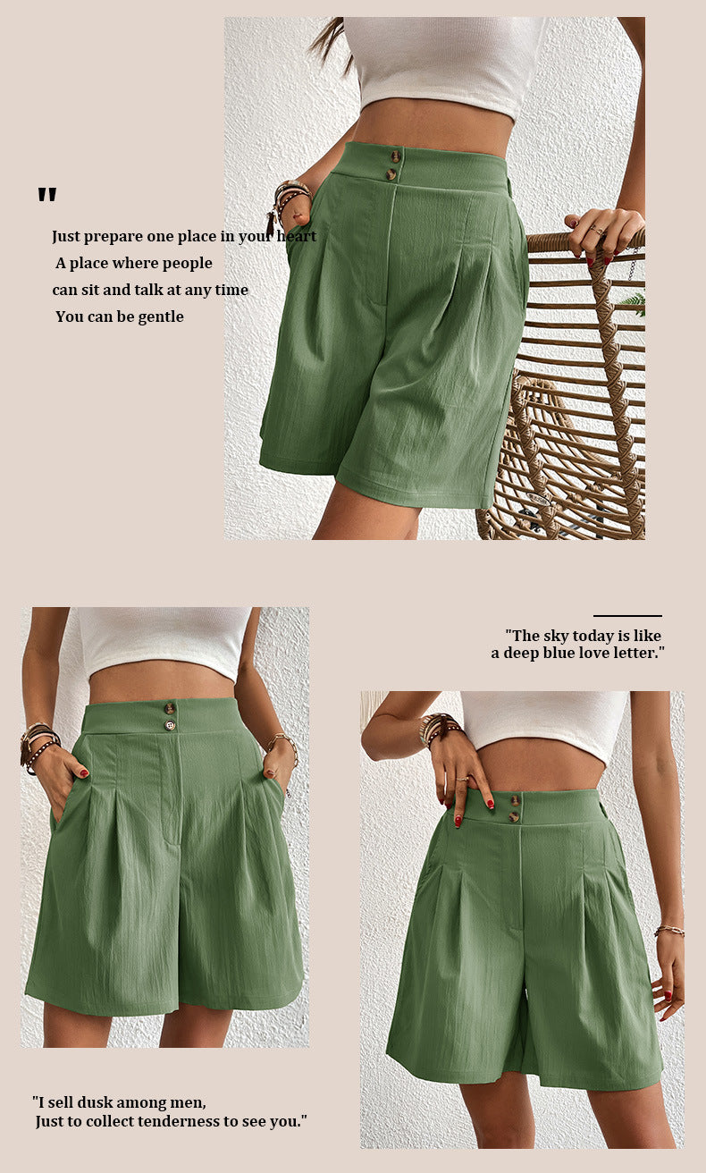 Womens Shorts Dressy Casual 2025 Trendy Summer Elastic High Waisted Pleated Side Slit Business Work Shorts Pockets
