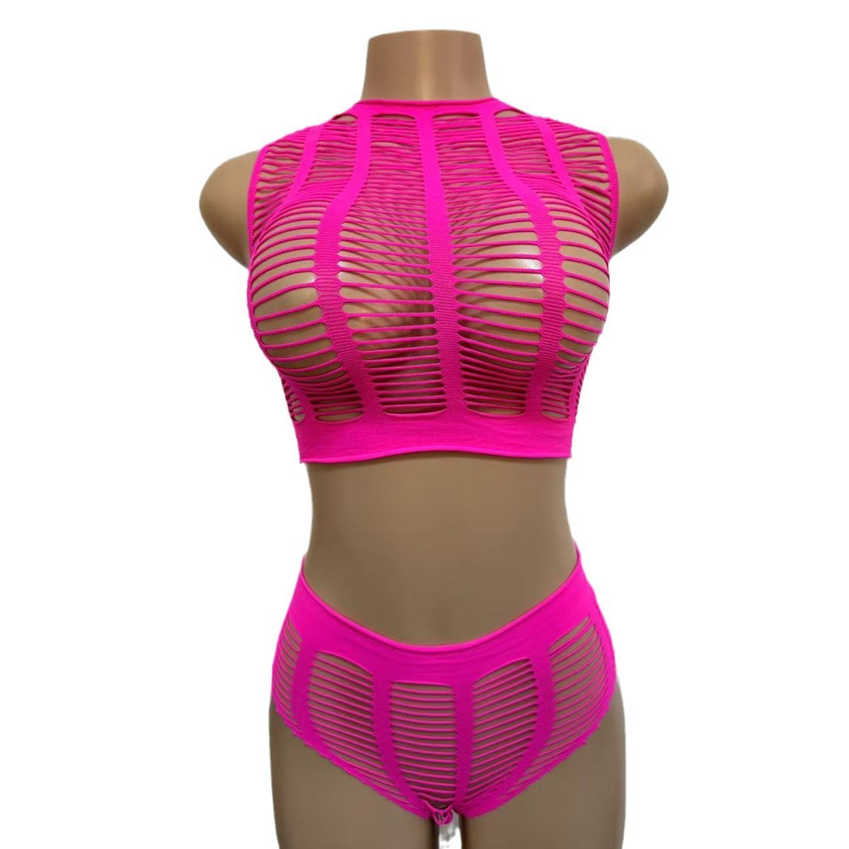Sexy Lingerie Fishnet Bodysuit Tube Top Bikini One-Piece Mesh Bodycon Dress - Seldom Seen Styles