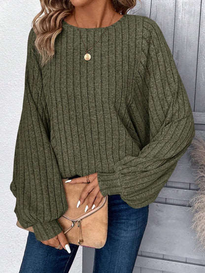 Womens Soft Long Sleeve Crewneck Shirts Fall Casual Loose Fit Knit Tops Blouses - Seldom Seen Styles