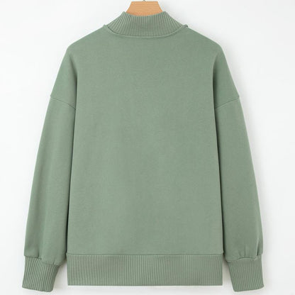 2025 Women's Fall Pullover Mockneck Button Down Ribbed Fit Lightweight Cozy Oversized Long Sleeve Sweatshirt Kangaroo Pocket for Everyday Wear - Seldom Seen Styles