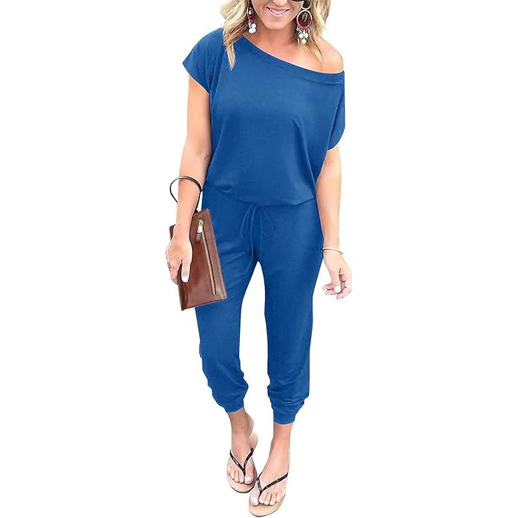 Women's Jumpsuit Plus Size S-XXXL Off-Shoulder Elastic Waist Stretchy Loose Minimalist Comfy Clothes Casual Outdoor Lightweight Romper - Fabric - Womenswear - Seldom Seen Styles