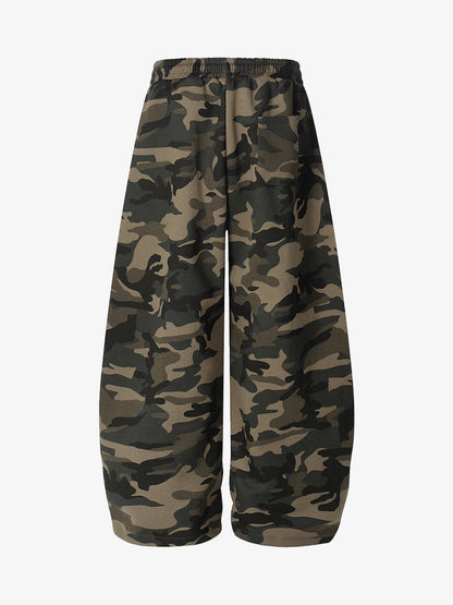 Retro Patchwork Embroidered Camouflage Barrel Pants