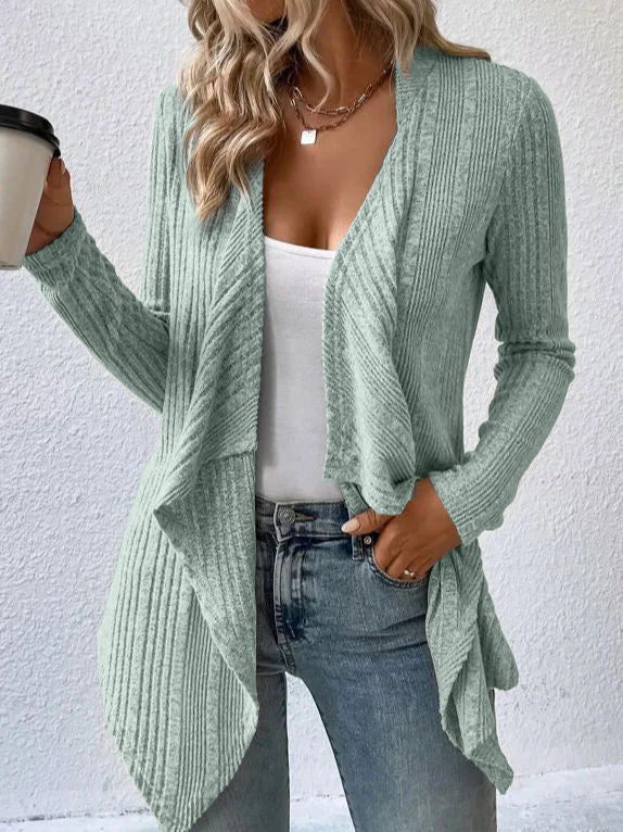 Cardigan Sweaters for Women Waterfall Open Front Long Sleeve Solid Color Fall Winter Coat Casual - Seldom Seen Styles